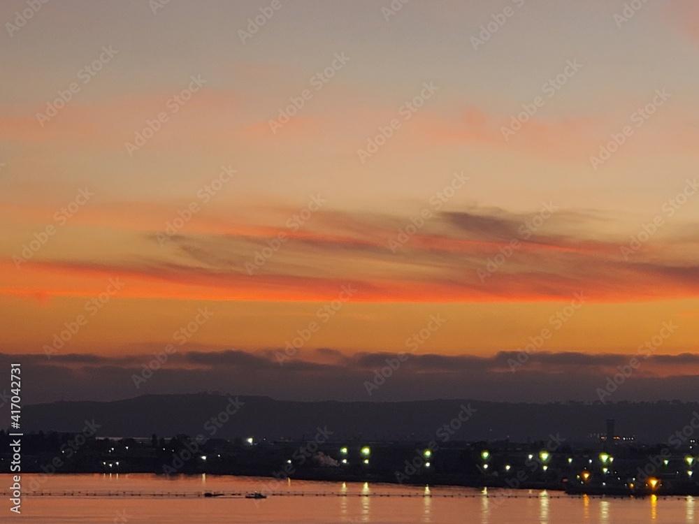 Sunset over bay