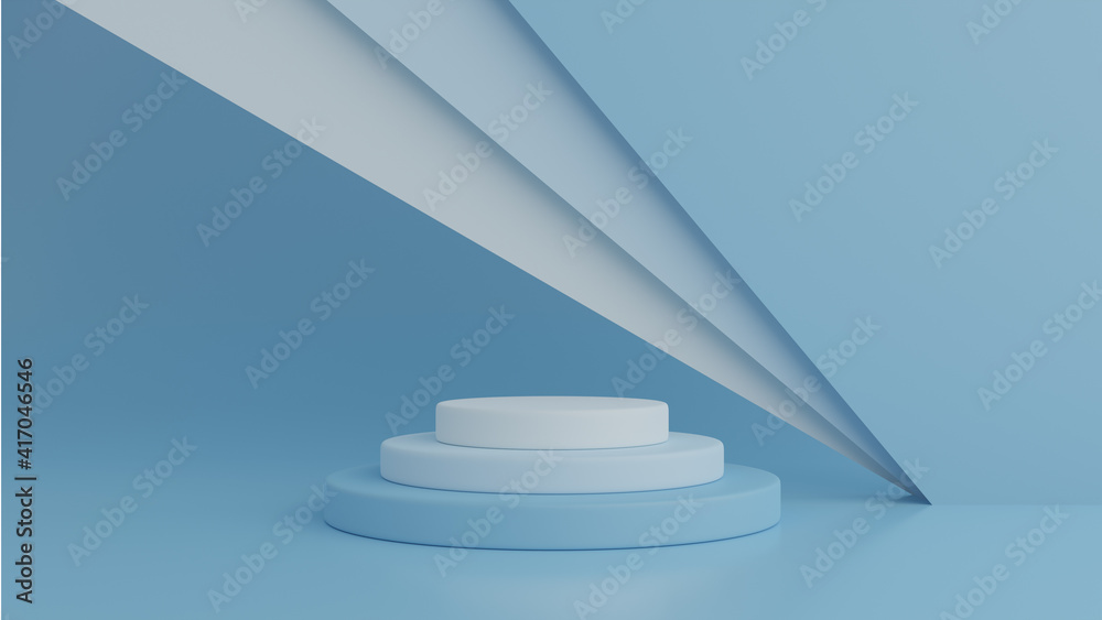Obraz premium podium. abstract minimalism with blue background, 3d render