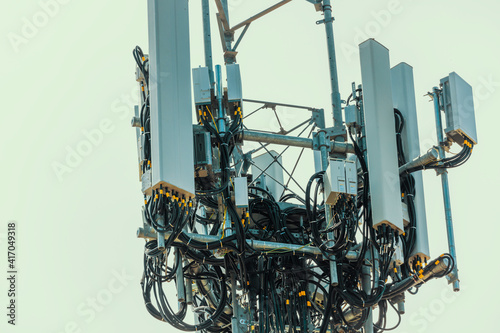 Close up view of the communications bundle in a Telco Tower