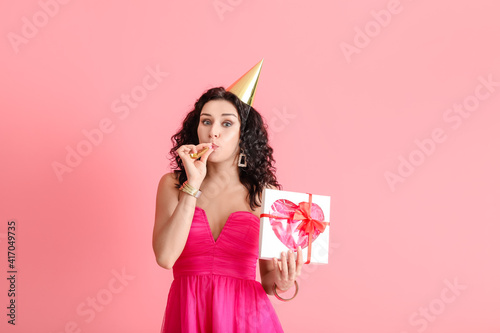 Happy woman celebrating bir...