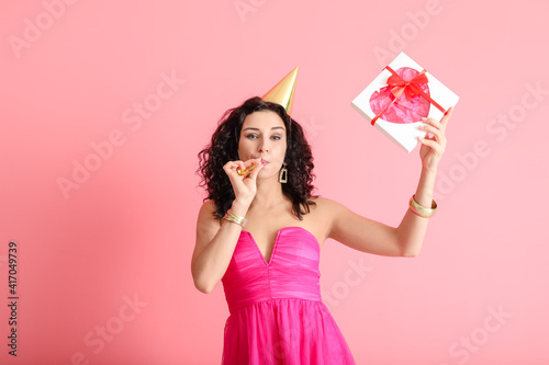 Happy woman celebrating bir...