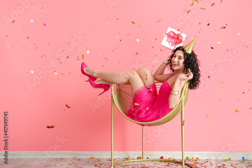 Happy woman celebrating bir...