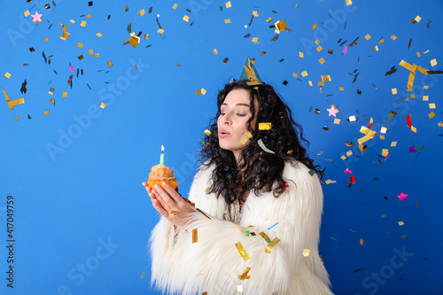 Happy woman celebrating bir...