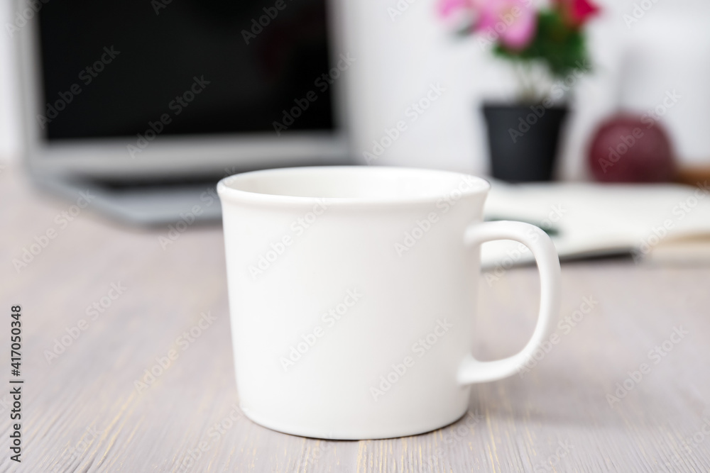 Cup of tea on office table Cup of tea on office table