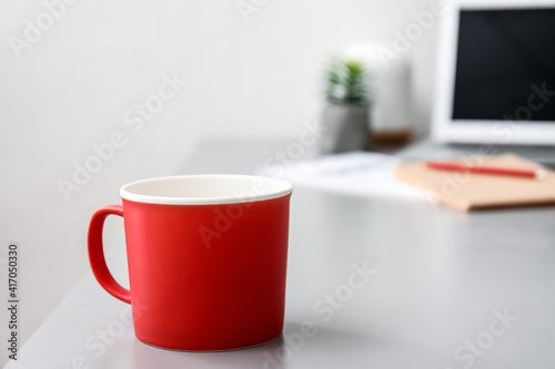 Cup of tea on office table