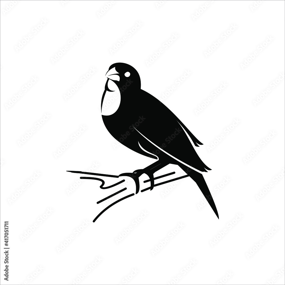Fototapeta premium bird silhouette standing on tree. animal vector graphic design element template ideas