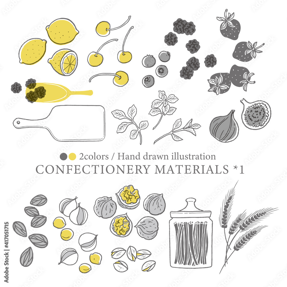 フルーツとナッツの線描きイラスト 素朴なタッチ Stock ベクター Adobe Stock