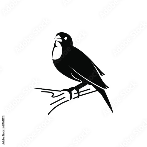 bird silhouette standing on tree. animal vector graphic design element template ideas