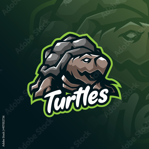 turtle mascot logo design vector with modern illustration concept style for badge, emblem and t shirt printing. sea turtle illustration.
