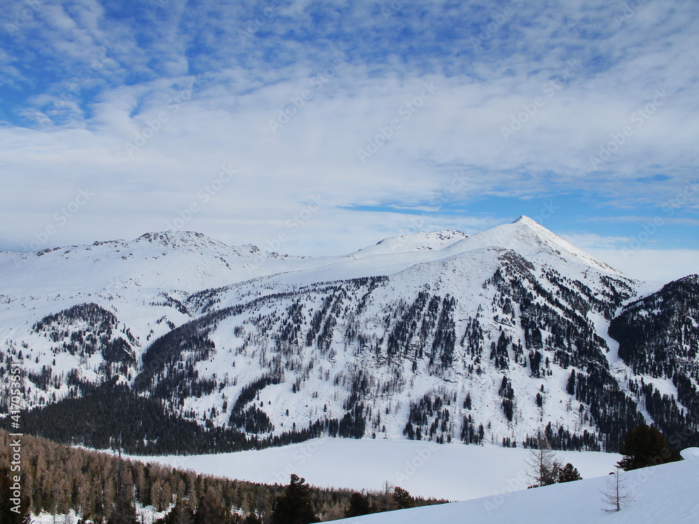 Fototapeta premium winter lake in Kazakhstan mountains