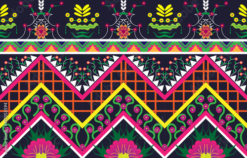 Asian style fabric geometric flower pattern EP.1