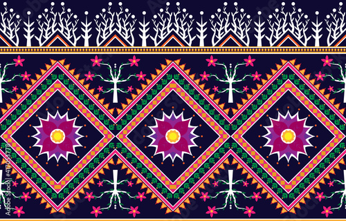Asian style fabric geometric flower pattern EP.2.