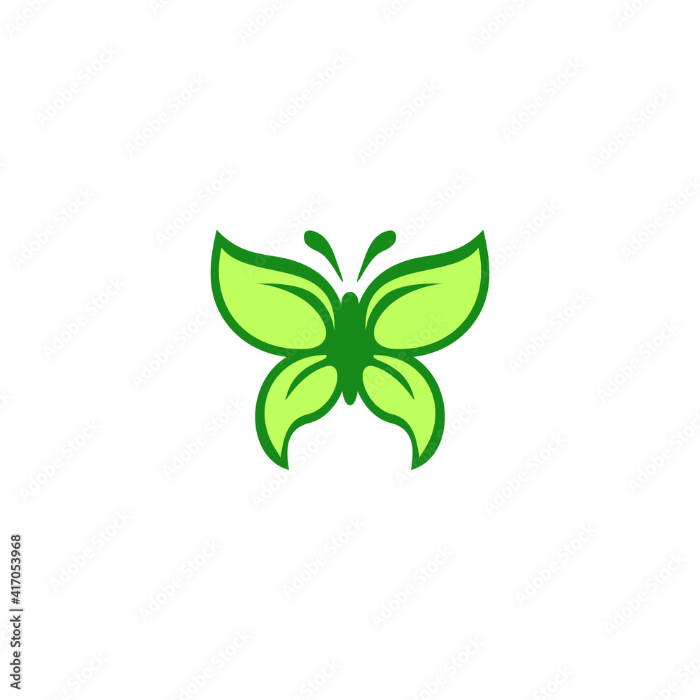 Beauty Butterfly with leaf Logo Template Vector icon design