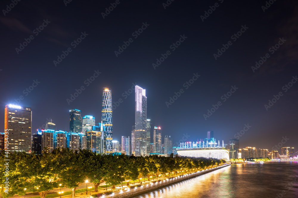 Aerial view of Guangzhou Pearl River Night Cruise