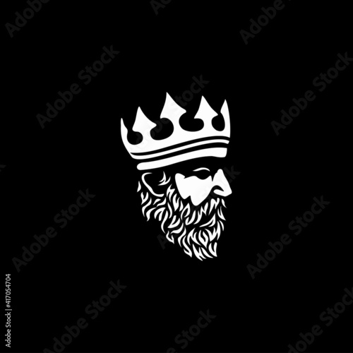 Bearded king with a crown on his head

