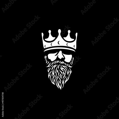 Bearded king with a crown on his head
