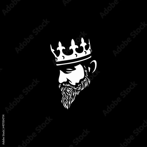 Bearded king with a crown on his head
