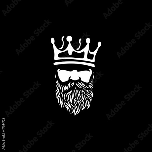 Bearded king with a crown on his head
