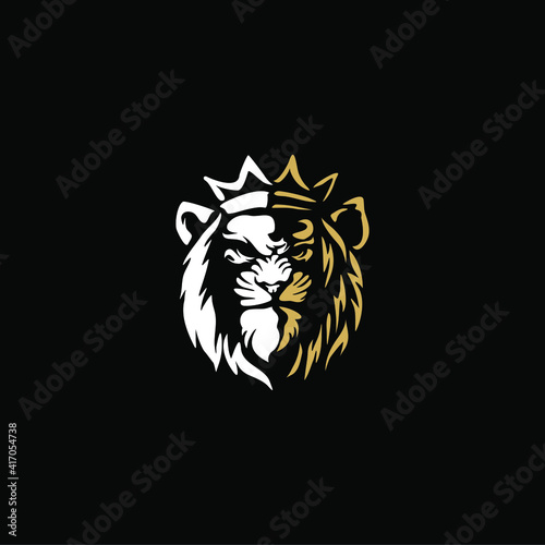 king lion head with crown vector