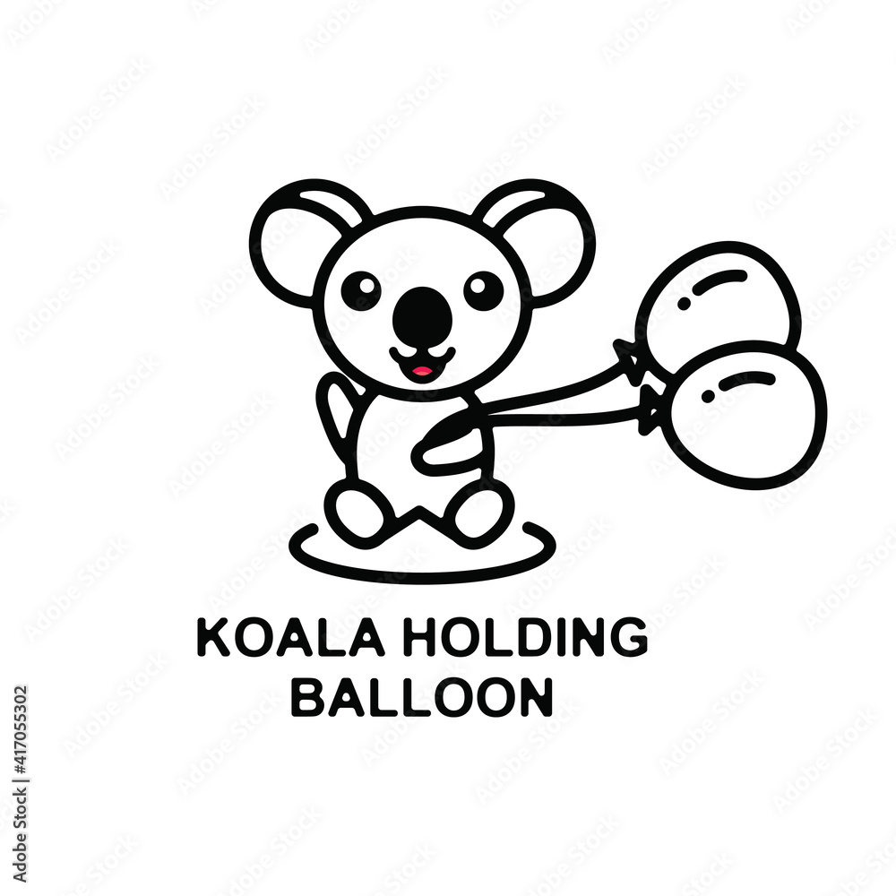 Simple Mascot Logo Design Koala. Abstract emblems, design concepts, logos, logo type elements