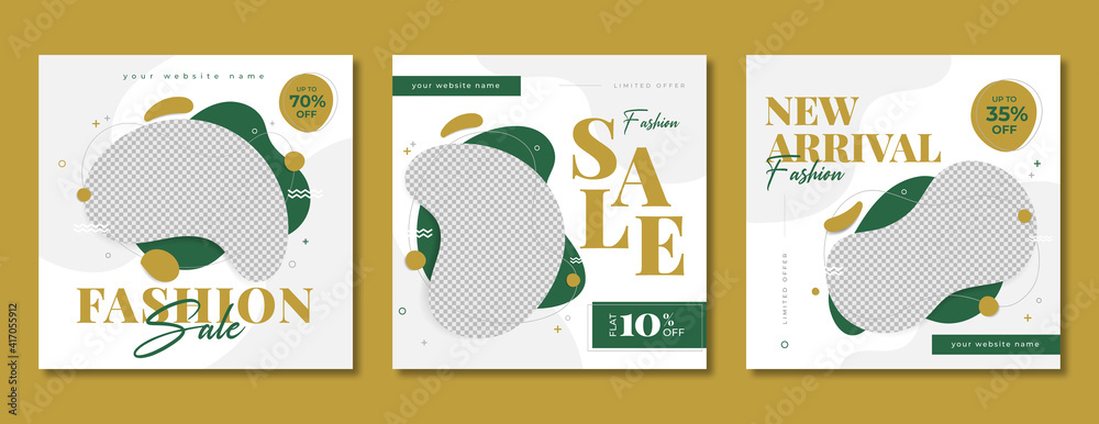 Fashion sale social media post template design with abstract background. Winter & summer mega sale marketing flyer with logo & icon. Online fashion business offer promotion graphic web banner.
