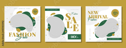 Fashion sale social media post template design with abstract background. Winter & summer mega sale marketing flyer with logo & icon. Online fashion business offer promotion graphic web banner.