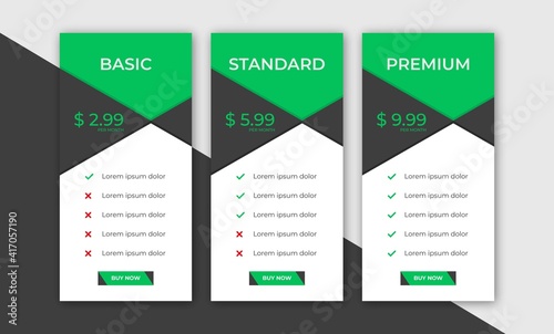 Clean Simple Pricing Table Template. Web Comparision Boxes For Plans