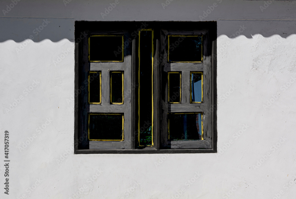 window in the old house on an island 
