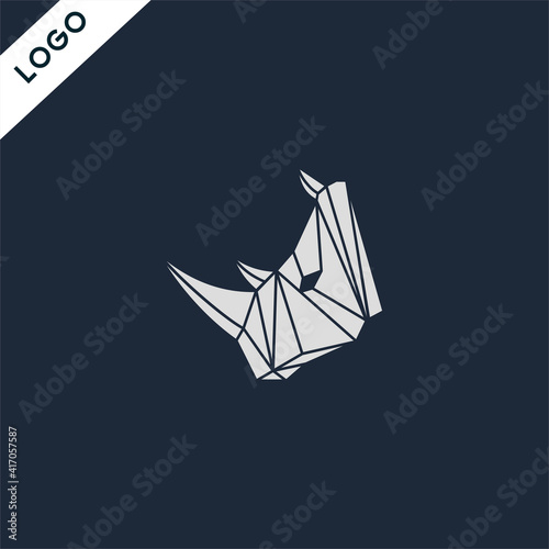 Rhino logo with polygon logo concept in white colo, suitable for company logos, tattoos, pictures on clothes