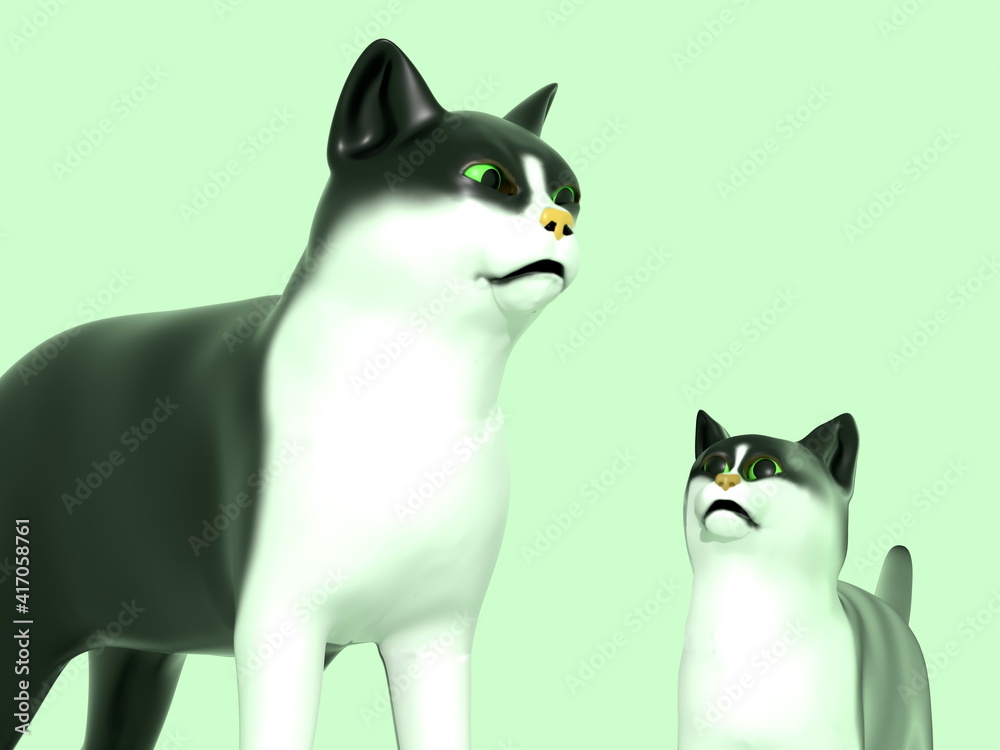 Obraz premium 見つめあう猫の親子