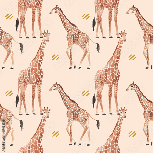 Pattern seamless with savannah wildlife concept design watercolor illustration
