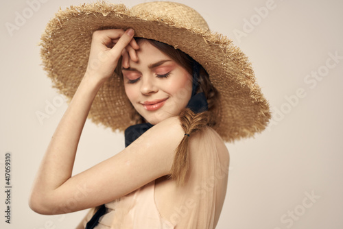 woman with hat elegant style luxury travel model
