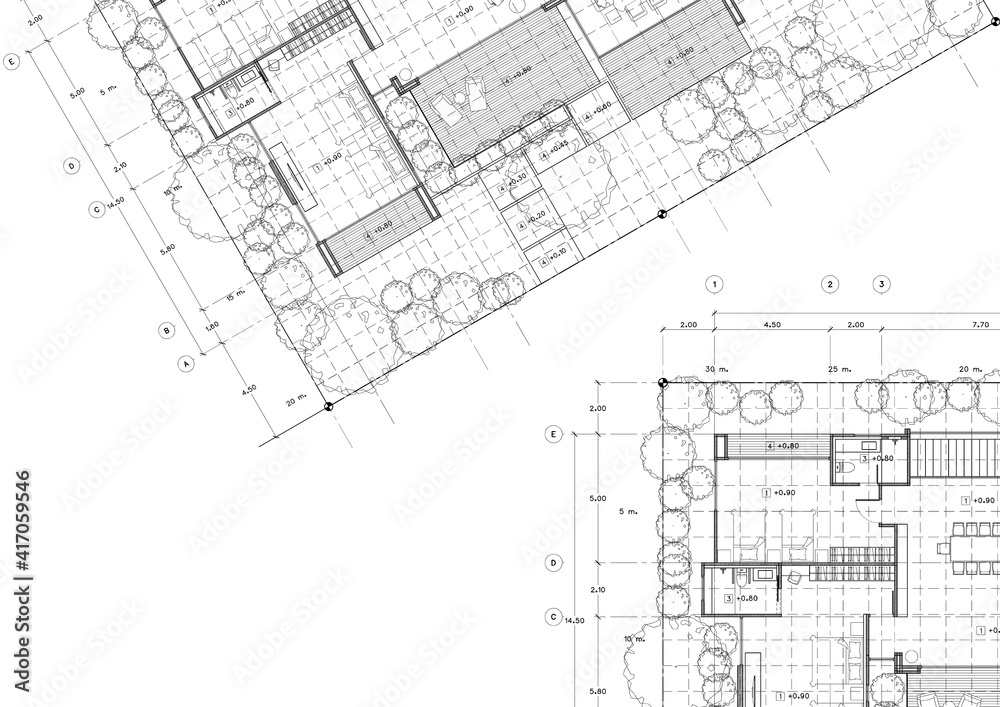 Fototapeta premium Write a blueprint architecture for building.