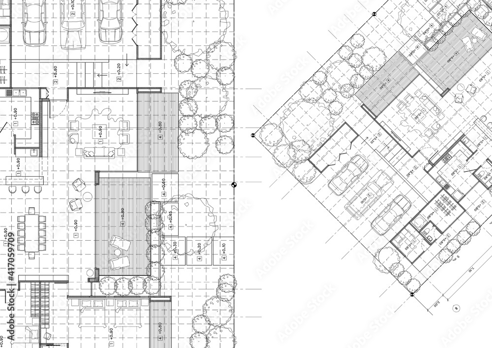 Fototapeta premium Write a blueprint architecture for building.