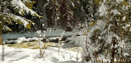 Rawdon Waterfalls in the freezing winter of Quebec 