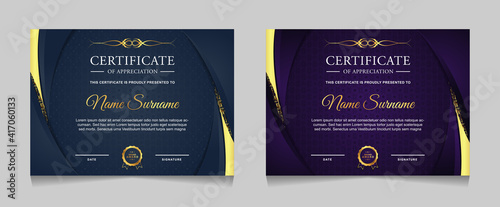 Set of certificate of achievement border design templates with elements of  luxury gold badges and modern line patterns. vector graphic print layout can use For award  appreciation  education