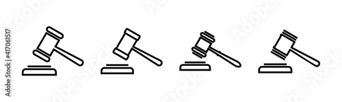 Gavel icons set. Hammer icon vector. Judge Gavel Auction Icon Vector. Bid
