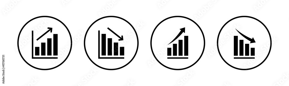 Growing graph Icons set. Chart icon. Graph Icon in trendy flat style isolated Growing graph Icons set. Chart icon. Graph Icon in trendy flat style isolated