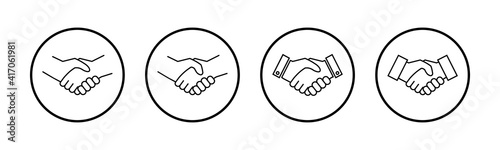Handshake icons set. Business handshake. contract agreement. Trust icon vector. Deal. Done. partnership ic