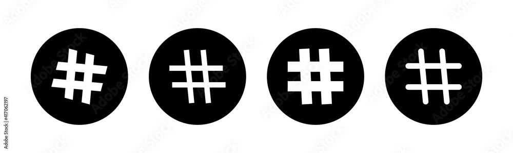 Obraz premium Hashtag icons set. black hashtag icon