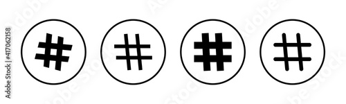 Hashtag icons set. black hashtag icon