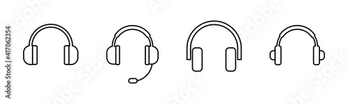 Headphone icons set. Headphone vector icon. Call us. Contact us