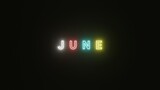 June text neon light colorful on black background simple . 3d illustration rendering . Neon symbol for June