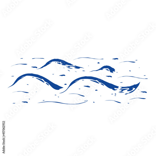 Hand drawn ocean waves logo icon sign background Sketch sea water tide splash Surfing storm wind doodle element Cartoon design style Fashion print clothes apparel greeting invitation card banner flyer