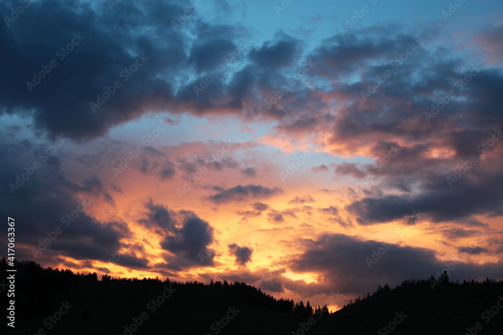 Fototapeta premium Dramatic bright sunset, natural backgrounds