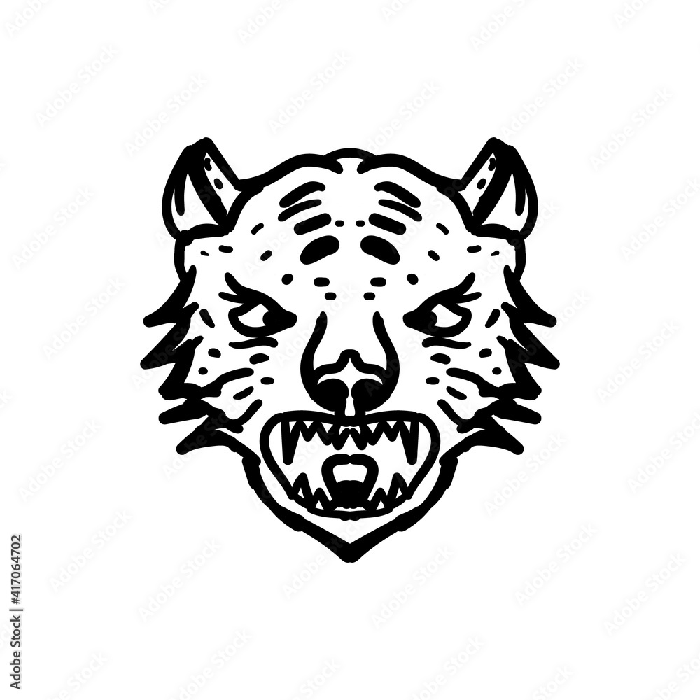 design is created in the style of line art which forms the tiger