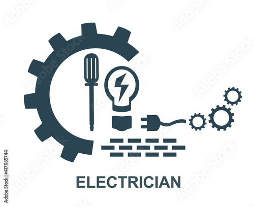 Vector icon, electrician's logo, repair and construction work. 