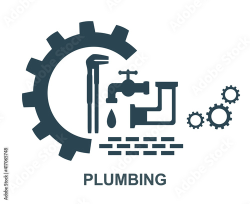 Vector icon, logo of plumbing, repair and construction works.