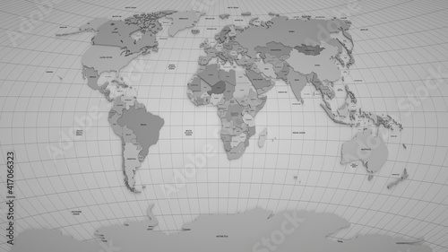 3D white world map atlas of our planet