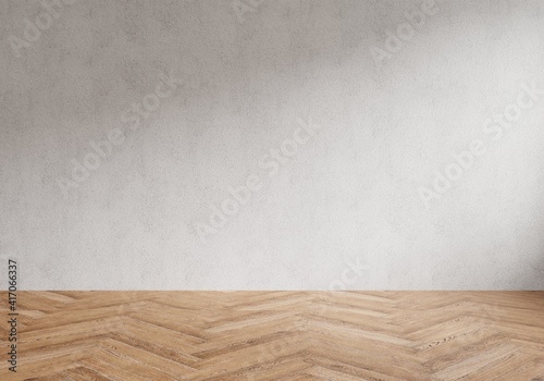 Empty room ,modern interior design, concrete wall and wood floor. 3D rendering.